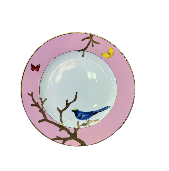 COFFRET 6 ASSIETTES OISEAUX ROSE