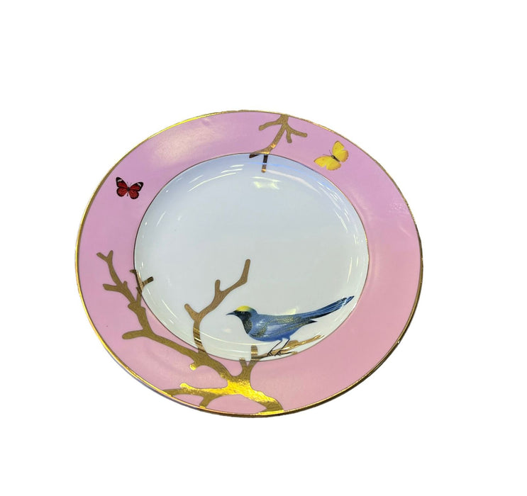 COFFRET 6 ASSIETTES OISEAUX ROSE