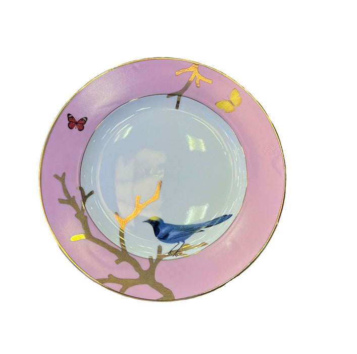 COFFRET 6 ASSIETTES OISEAUX ROSE