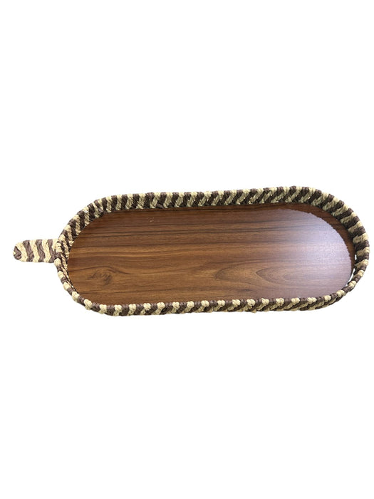 SET 2 PLATEAUX OVAL BOIS/OSIER