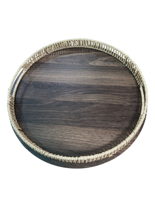 SET 2 PLATEAUX ROND BOIS/OSIER