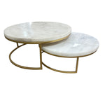 SET 2 TABLES MARBRE RONDE