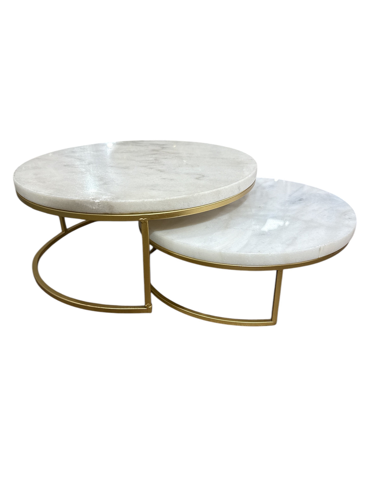 SET 2 TABLES MARBRE RONDE