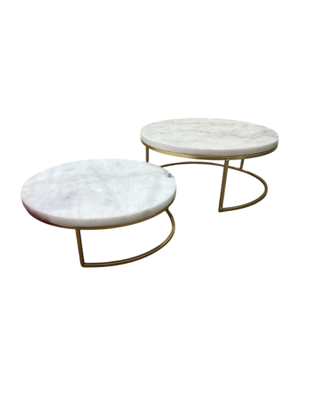 SET 2 TABLES MARBRE RONDE