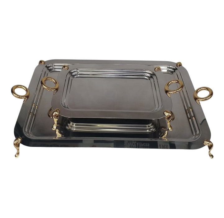 PLATEAUX INOX GOLD SUR PIEDS