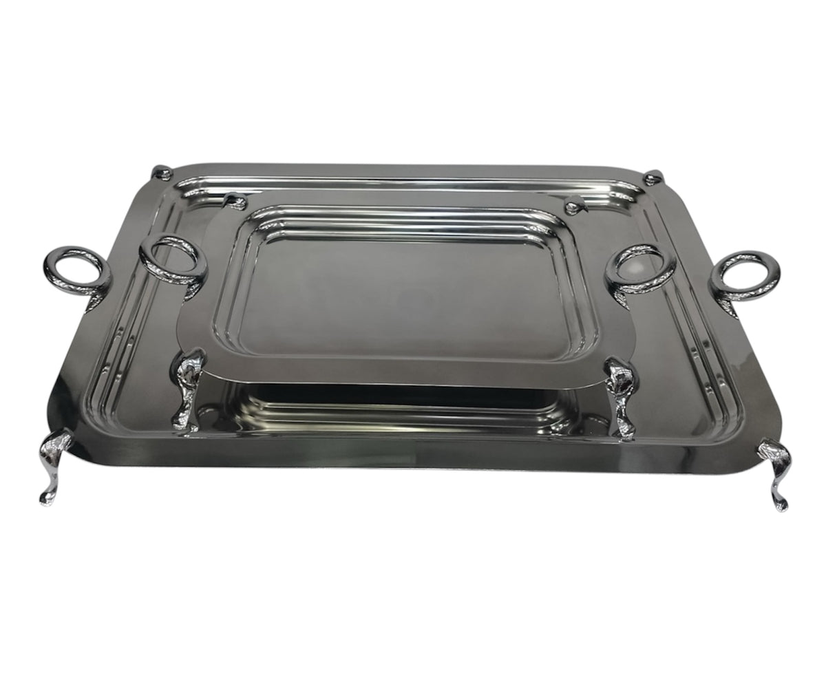PLATEAUX INOX SILVER SUR PIEDS