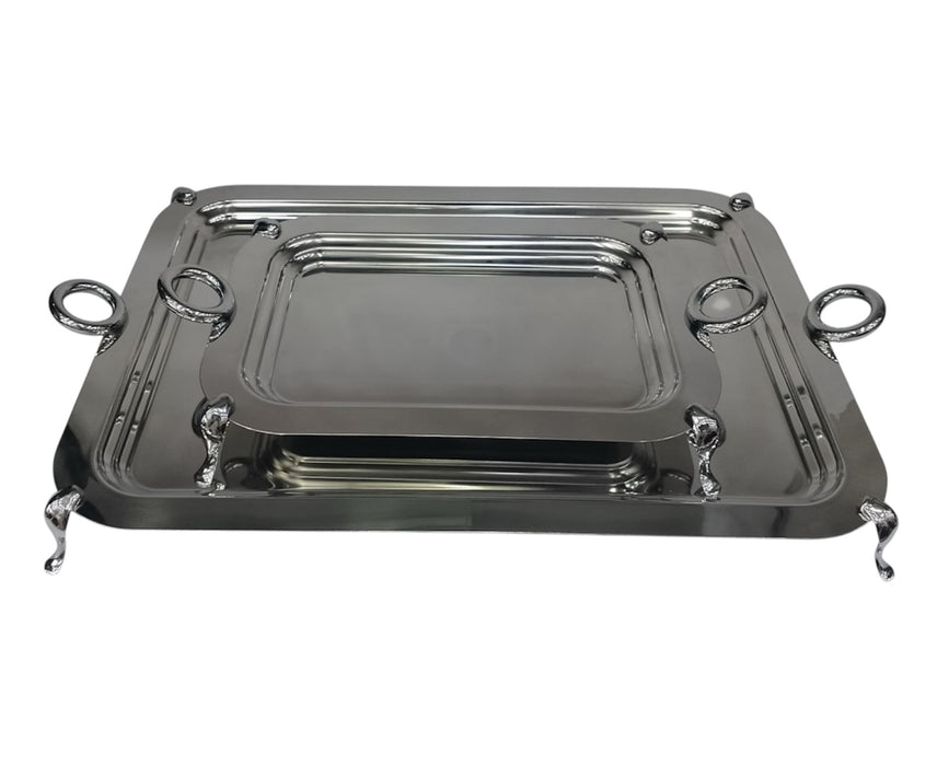 PLATEAUX INOX SILVER SUR PIEDS