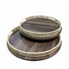 SET 2 PLATEAUX ROND BOIS/OSIER