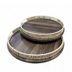 SET 2 PLATEAUX ROND BOIS/OSIER