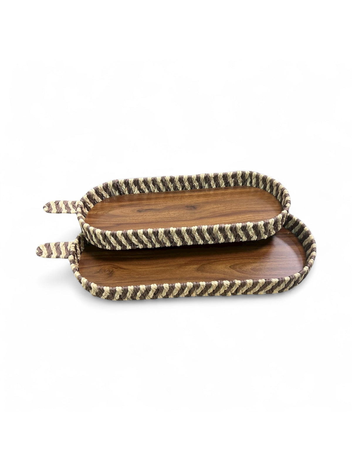 SET 2 PLATEAUX OVAL BOIS/OSIER