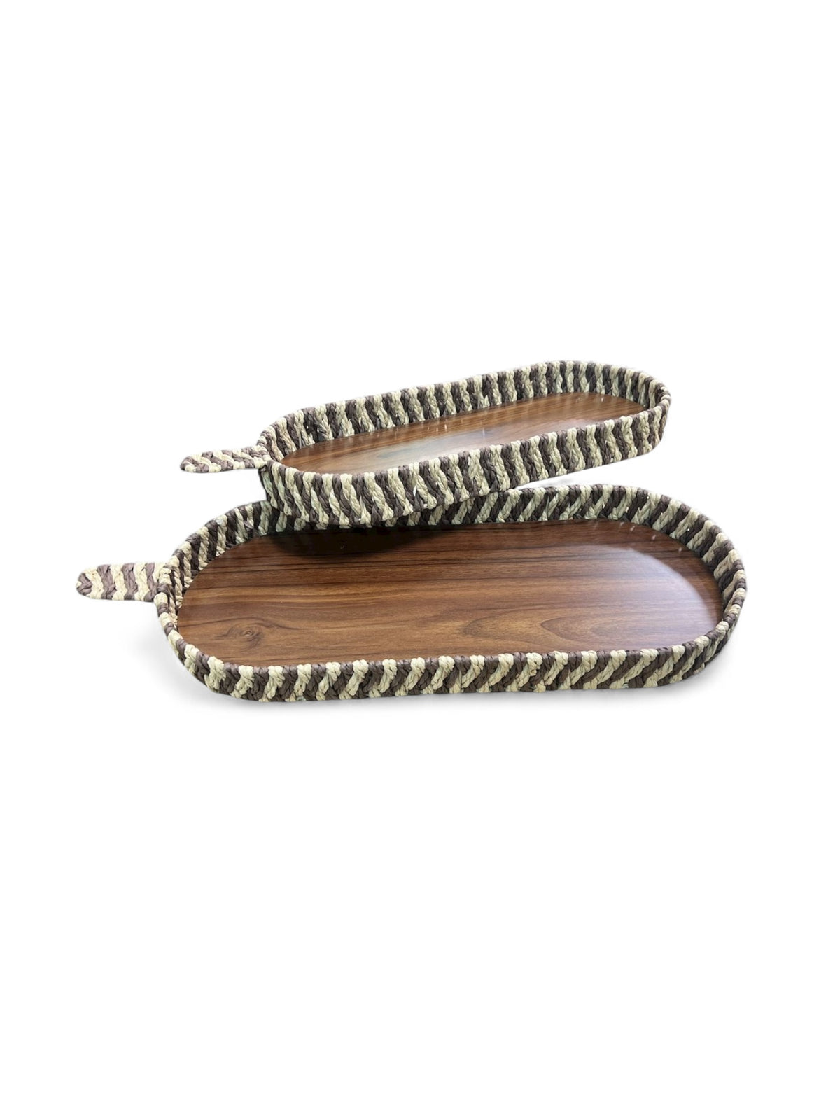 SET 2 PLATEAUX OVAL BOIS/OSIER