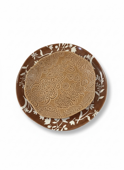 ASSIETTE FLEURS BLANC NUDE TERRA