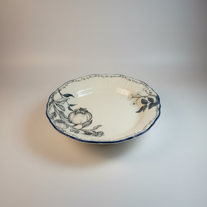 ASSIETTE BLANCHE BLEU À FLEURS AZUR