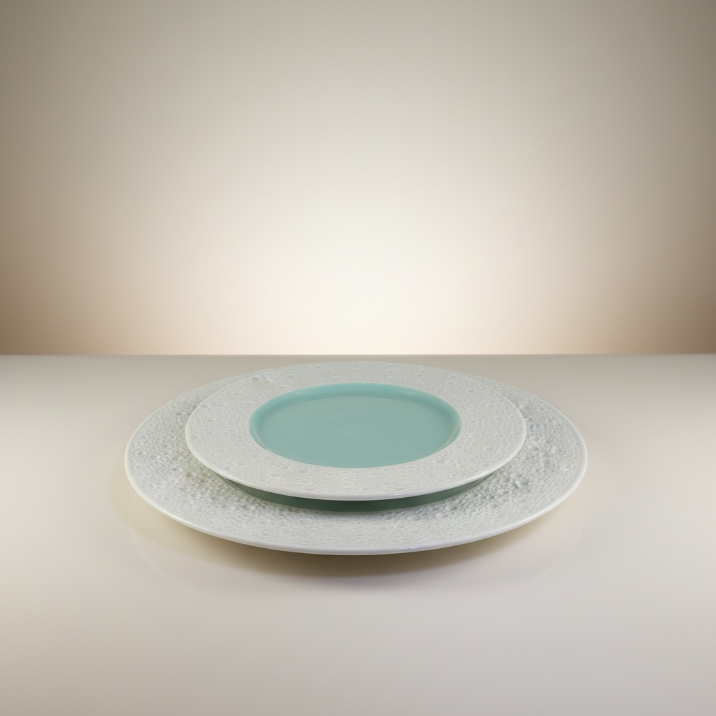 ASSIETTE BLANCHE TURQUOISE DUALIS
